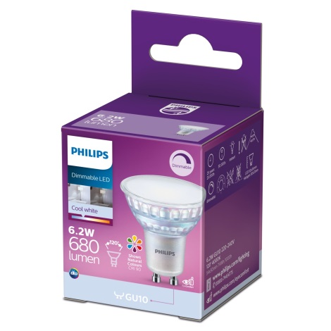LED Dimmable bulb Philips GU10/6,2W/230V 4000K CRI 90