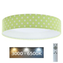 LED Dimmable children's ceiling light SMART GALAXY KIDS LED/24W/230V 3000-6500K dots green/white + remote control