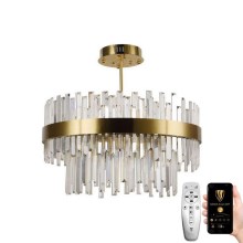 LED Dimmable crystal chandelier on a pole LED/80W/230V 3000-6500K gold + remote control