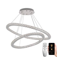 LED Dimmable crystal chandelier on a string LED/160W/230V 3000-6500K silver + remote control