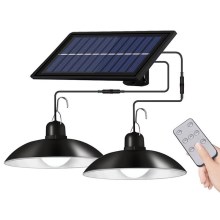 LED Dimmable solar chandelier on a string 2xLED/1,8W/3,7V IP44 6500K 1200 mAh + remote control