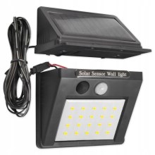 LED Solar wall light with a sensor and external panel LED/0,55W/3,7V IP65
