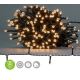 LED Christmas outdoor chain 192xLED/7 functions/3xAA 14,9m IP44 warm white