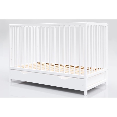 PETITE&MARS - Children's wooden crib with storage space MOONY white