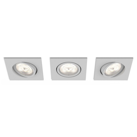 Philips 50123/87/P0 - PACK 3x LED Dimmable recessed light CASEMENT LED/4,5W/230V