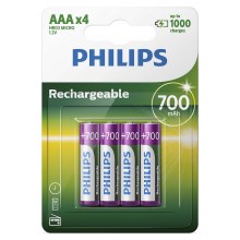 Philips R03B4A70/10 - 4 pcs Rechargeable battery AAA MULTILIFE NiMH/1,2V/700 mAh