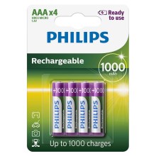 Philips R03B4RTU10/10 - 4 pcs Rechargeable battery AAA MULTILIFE NiMH/1,2V/1000 mAh