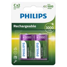 Philips R14B2A300/10 - 2 pcs Rechargeable batteries C MULTILIFE NiMH/1,2V/3000 mAh