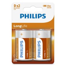 Philips R20L2B/10 - 2 pcs Zinc-chloride battery D LONGLIFE 1,5V