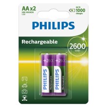 Philips R6B2A260/10 - 2 pcs Rechargeable batteries AA MULTILIFE NiMH/1,2V/2600 mAh