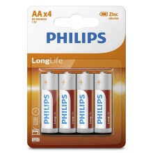 Philips R6L4B/10 - 4 pcs Zinc-chloride battery AA LONGLIFE 1,5V