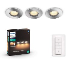 Philips - SET 3x LED Dimmable bathroom light Hue ADORE 1xGU10/5W/230V IP44 + remote control