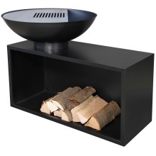 Portable wood campfire with a grill plate GIANT black
