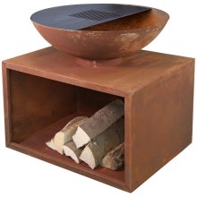 Portable wood campfire with a grill plate RUBIGO brown