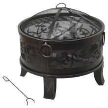 Portable wood campfire with grate black/patina