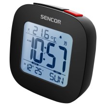 Sencor - Alarm clock with LCD display and thermometer 2xAAA black
