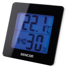 Sencor - Weather station with LCD display and alarm clock 1xAA black