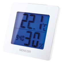 Sencor - Weather station with LCD display and alarm clock 1xAA white