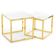 SET 2x Coffee table LIGHT 42x45 cm gold/white marble