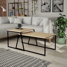 SET 2x Coffee table PAL beige/black