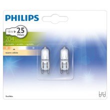 SET 2x Heavy-duty bulb Philips ECOHALO G9/18W/230V 2800K