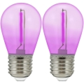 SET 2x LED Bulb PARTY E27/0,3W/36V purple
