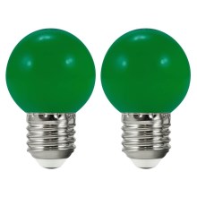 SET 2x LED Bulb PARTY E27/0,5W/36V green 3000K