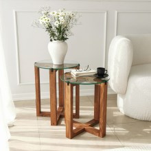 SET 2x Side table AMALFI d. 40 cm brown/clear
