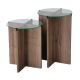 SET 2x Side table LILY d. 40 cm brown/clear