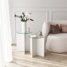 SET 2x Side table LILY d. 40 cm white/clear