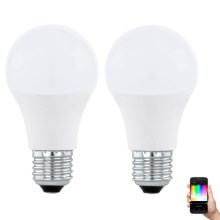 SET 2xLED RGBW Dimmable bulb A60 E27/9W/230V 2700-6500K + RC - Eglo 11587