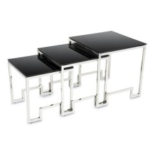 SET 3x Coffee table SAMMEN chrome/black