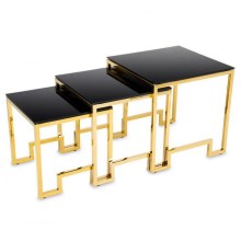 SET 3x Coffee table SAMMEN gold/black