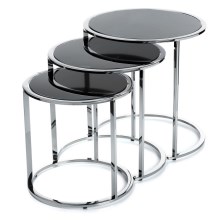 SET 3x Coffee table VANE chrome/black
