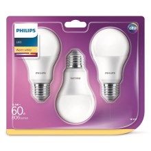 SET 3x LED Bulb Philips A60 E27/8,5W/230V 2700K