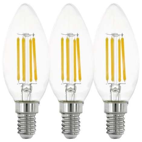 SET 3x LED Bulb VINTAGE C35 E14/4W/230V 2700K - Eglo 12811
