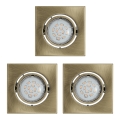 SET 3x LED Recessed Lighting 3xGU10/5W/230V IGOA bronze