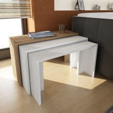 SET 3x Side table CANGO white/brown