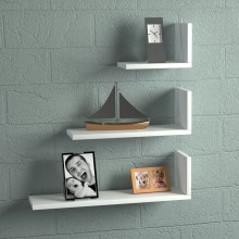 SET 3x Wall shelf ATLAS white
