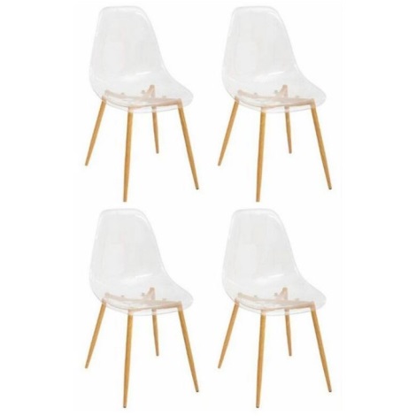 SET 4x Dining chair TAHO brown/clear