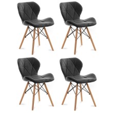 SET 4x Dining chair TRIGO 74x48 cm dark grey/beech