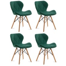 SET 4x Dining chair TRIGO 74x48 cm light green/beech
