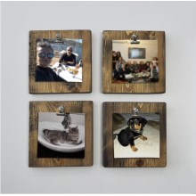 SET 4x Wall holder for photos 14x14 cm brown