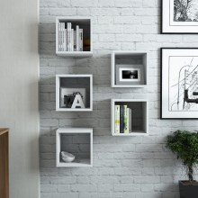 SET 5x Wall shelf BOX white