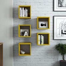 SET 5x Wall shelf BOX yellow
