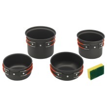 Set of camping cookware with a sponge 4pcs