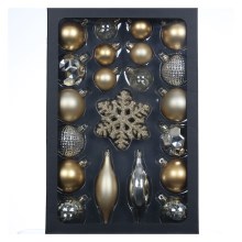 Set of Christmas ornaments 25 pcs gold/silver