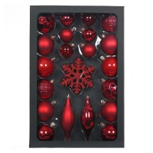 Set of Christmas ornaments 25 pcs red