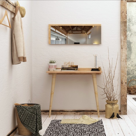 Side table BANAVENTO 84x80 cm +wall mirror 30x80 cm beige