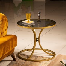 Side table CORLEAONE 57,8x60 cm gold/black